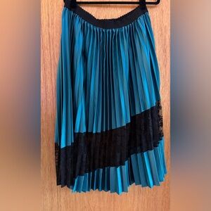 ASOS Teal and Black Pleated Midi Skirt